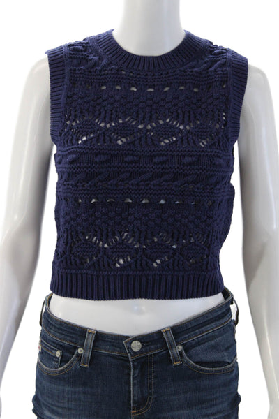 Madewell Unisex Sleeveless Wool Cotton Alpaca Vest Dark Blue Crew Neck Size XS
