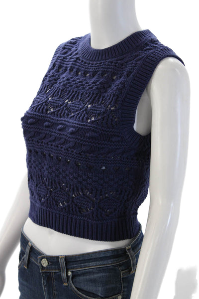 Madewell Unisex Sleeveless Wool Cotton Alpaca Vest Dark Blue Crew Neck Size XS
