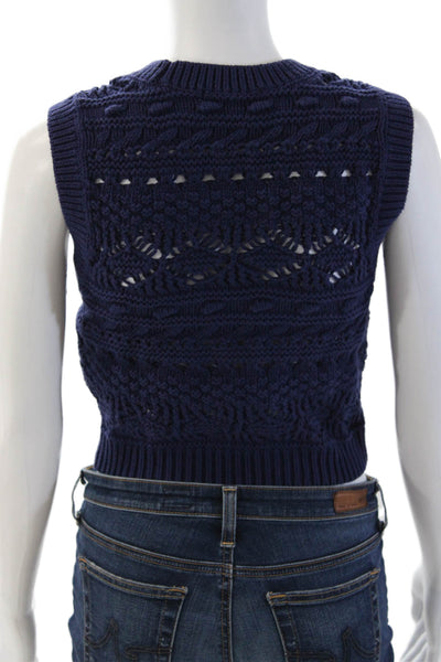 Madewell Unisex Sleeveless Wool Cotton Alpaca Vest Dark Blue Crew Neck Size XS