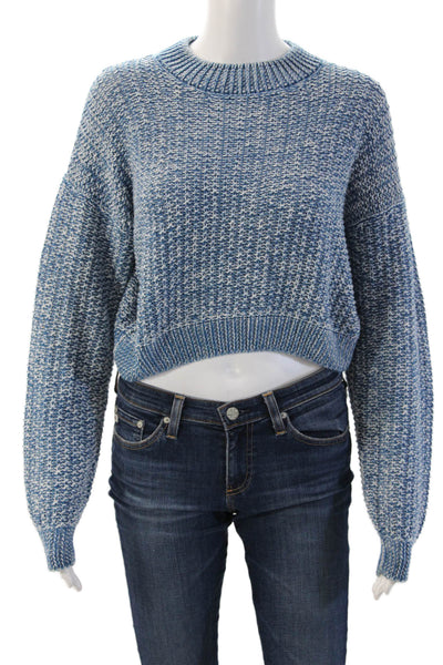Amo Unisex Pullover Sweater Blue Crew Neck Cotton Alpaca Size XS