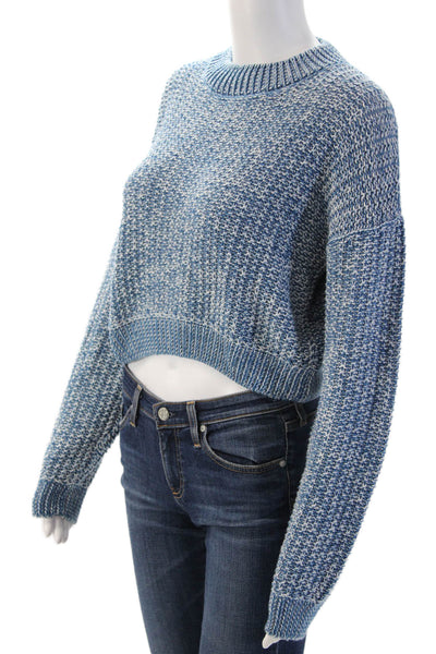 Amo Unisex Pullover Sweater Blue Crew Neck Cotton Alpaca Size XS
