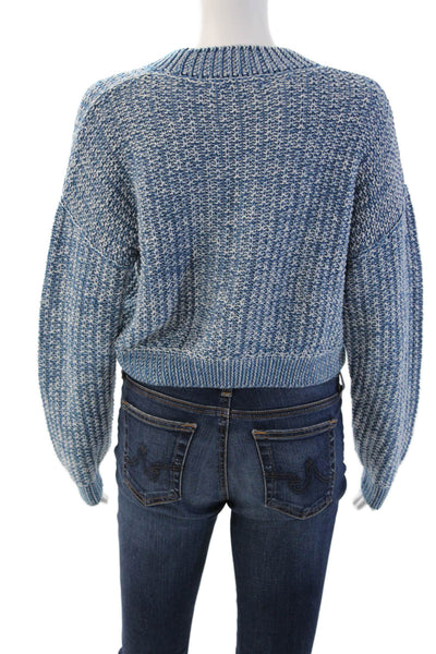 Amo Unisex Pullover Sweater Blue Crew Neck Cotton Alpaca Size XS
