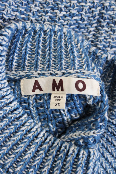 Amo Unisex Pullover Sweater Blue Crew Neck Cotton Alpaca Size XS
