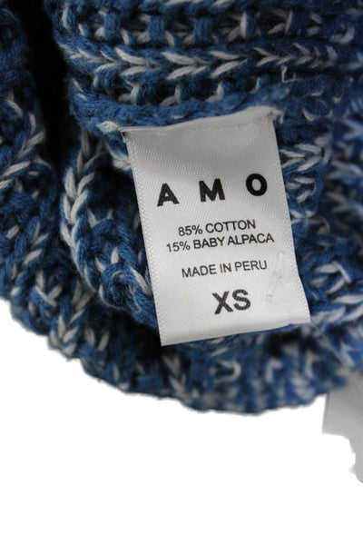 Amo Unisex Pullover Sweater Blue Crew Neck Cotton Alpaca Size XS