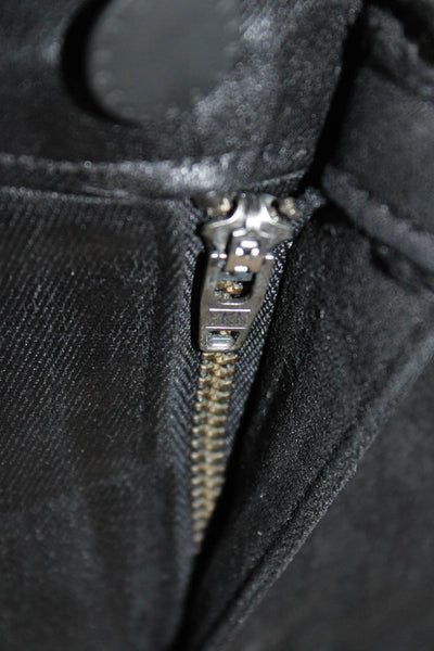 L'Agence Womens Ankle Cropped Biker Jeggings Black Button Size 26