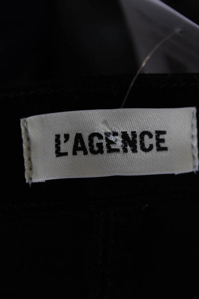 L'Agence Womens Ankle Cropped Biker Jeggings Black Button Size 26