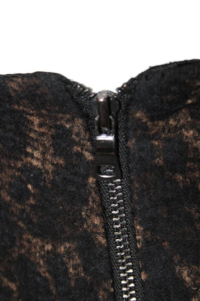 Elie Tahari Womens Black Animal Print Mini Pencil Skirt Wool Blend Size 6