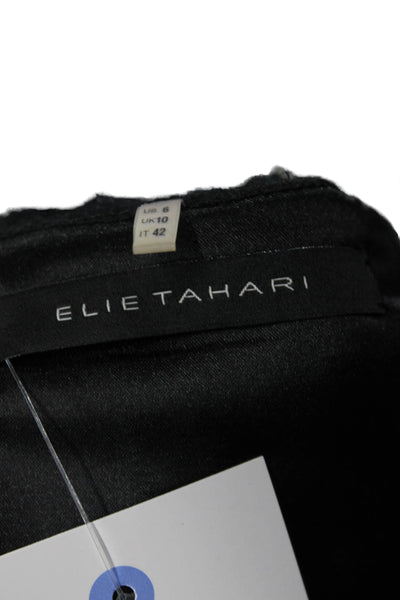 Elie Tahari Womens Black Animal Print Mini Pencil Skirt Wool Blend Size 6
