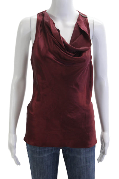 Etcetera Womens Sleeveless Silk Blouse Red Classic Size XS