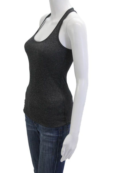 Lululemon Women Basic Dark Gray Tank Round Neck Polyblend Size S