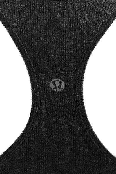 Lululemon Women Basic Dark Gray Tank Round Neck Polyblend Size S