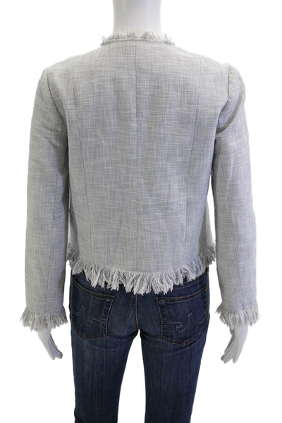 Rebecca Taylor Women Jacket Gray Cotton Blend Zip Crew Neck Size 2