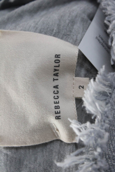 Rebecca Taylor Women Jacket Gray Cotton Blend Zip Crew Neck Size 2