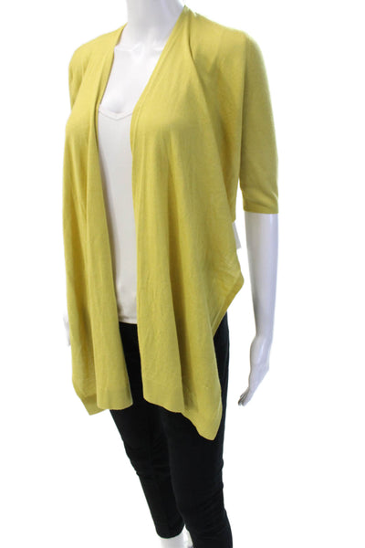 Akris Womens V-Neck Cashmere Cardigan Yellow 3/4 Sleeve Size 6