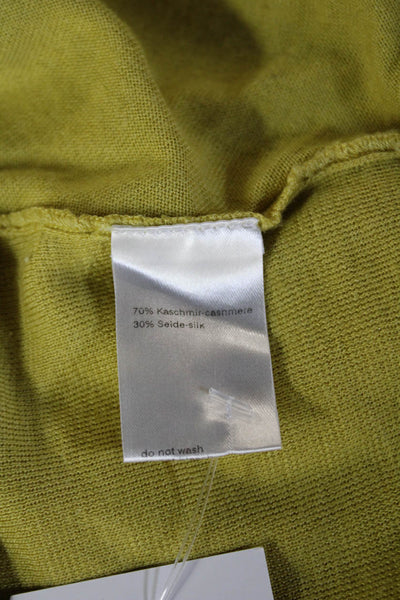 Akris Womens V-Neck Cashmere Cardigan Yellow 3/4 Sleeve Size 6