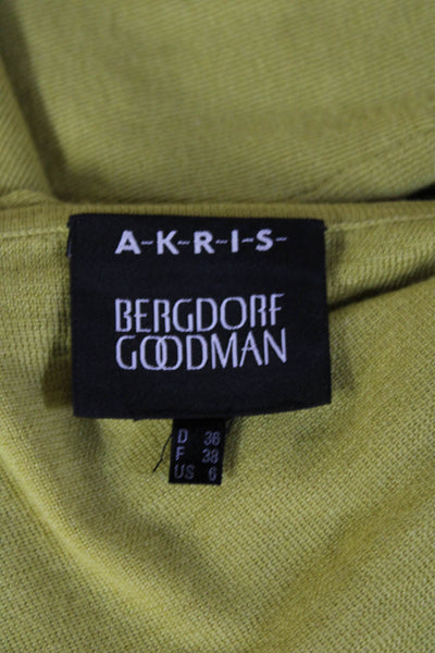 Akris Womens V-Neck Cashmere Cardigan Yellow 3/4 Sleeve Size 6