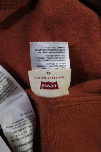 Levis Womens Pullover Sweatshirt Brown Mock Neck Zip Long Sleeve Size XL