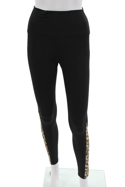 PE Nation Women Ankle Black Animal Print Leggings Size M
