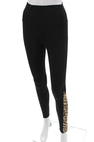 PE Nation Women Ankle Black Animal Print Leggings Size M