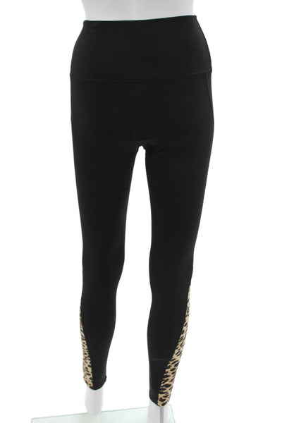 PE Nation Women Ankle Black Animal Print Leggings Size M