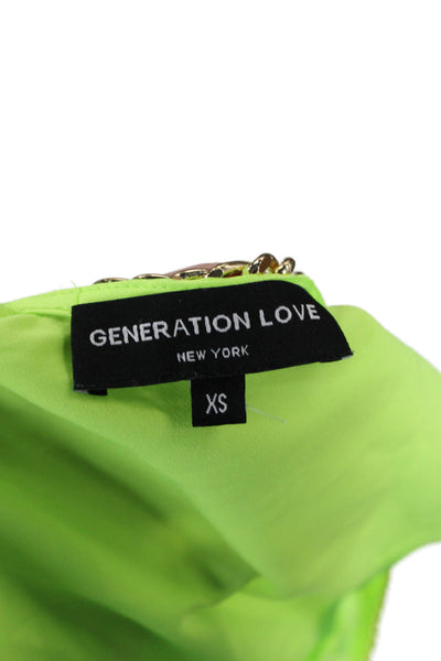 Generation Love Women Camisole Green V-Neck Sleeveless 80s Size XS