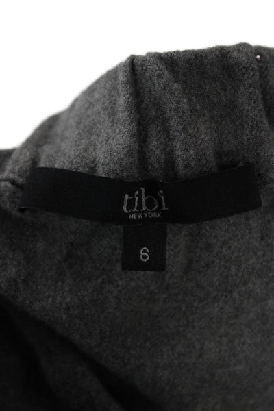Tibi Womens Blouse Gray Virgin Wool Blend 3/4 Sleeve Designer Size 6