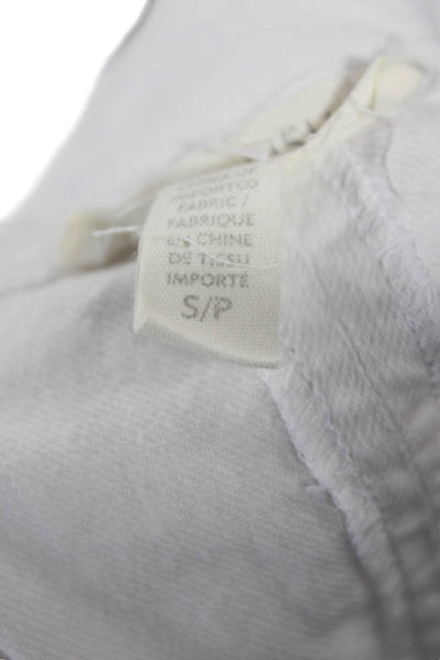 Eileen Fisher Womens Tunic Blouse White Organic Cotton 3/4 Sleeve Size S Petite