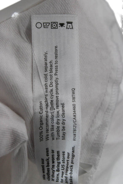 Eileen Fisher Womens Tunic Blouse White Organic Cotton 3/4 Sleeve Size S Petite