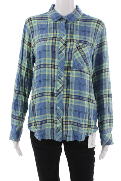 Rails Women Plaid Collared Rayon Button-Up Top Long Sleeve 90s Size S