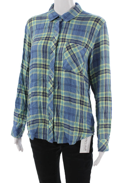 Rails Women Plaid Collared Rayon Button-Up Top Long Sleeve 90s Size S