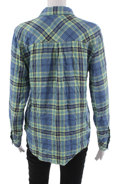 Rails Women Plaid Collared Rayon Button-Up Top Long Sleeve 90s Size S