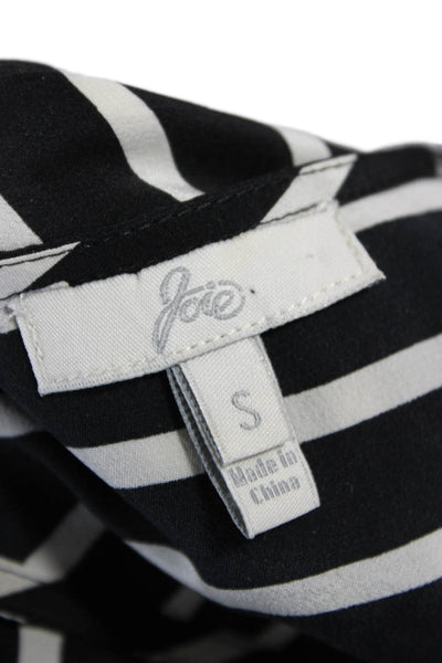 Joie Womens Basic Striped Silk Sleeveless Tank Black Round Neck Size S
