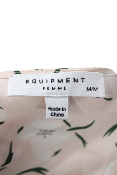 Equipment Femme Womens V Neck Floral Cotton Camisole Beige Size M