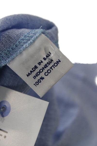 Walker & Wade Women Light Blue Cotton V-Neck Tie Long Sleeve Blouse Size S