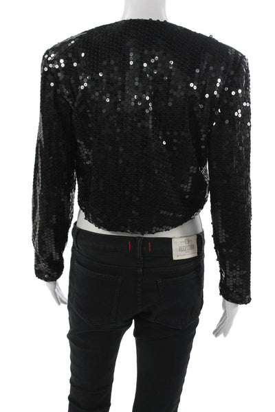 Nicole Miller Womens Black 80s Polyester Blend Jacket Long Sleeve Size 6