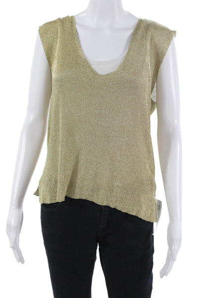 Calypso Saint Barth Women Bohemian V-Neck Sleeveless Tank Beige Size M
