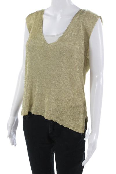 Calypso Saint Barth Women Bohemian V-Neck Sleeveless Tank Beige Size M