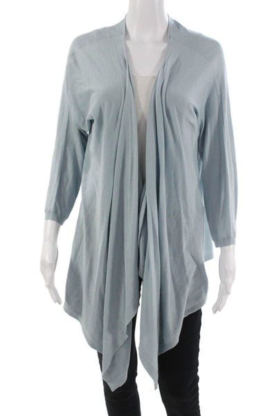 DKNY Unisex Cardigan Light Blue 3/4 Sleeve Solid Cotton Poly Blend Size M