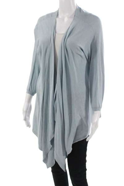DKNY Unisex Cardigan Light Blue 3/4 Sleeve Solid Cotton Poly Blend Size M