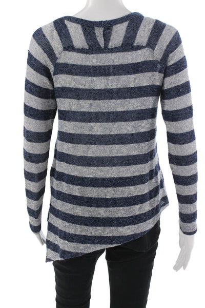 Aqua Unisex Pullover Striped Dark Blue Round Neck Long Sleeve Sweater Size XS