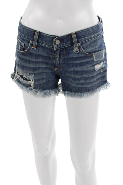 AG Adriano Goldschmied Unisex Shorts Dark Blue Cotton Blend Size 28