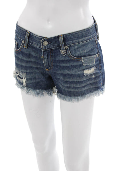 AG Adriano Goldschmied Unisex Shorts Dark Blue Cotton Blend Size 28