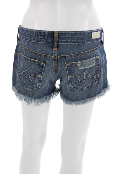 AG Adriano Goldschmied Unisex Shorts Dark Blue Cotton Blend Size 28