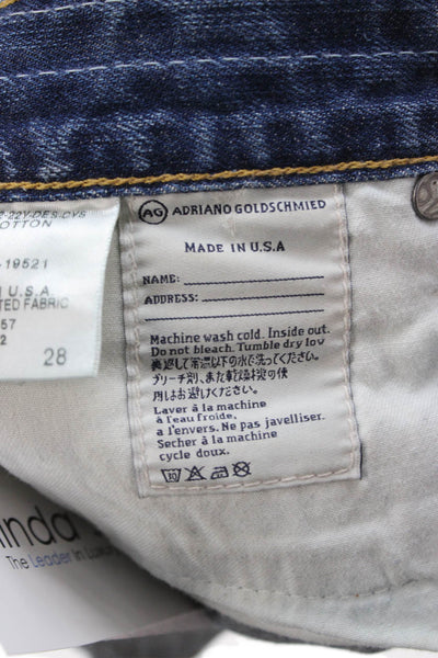 AG Adriano Goldschmied Unisex Shorts Dark Blue Cotton Blend Size 28