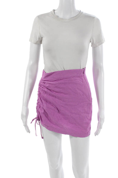 Free People Womens Mini Wrap Skirt Purple Linen Viscose Size 0