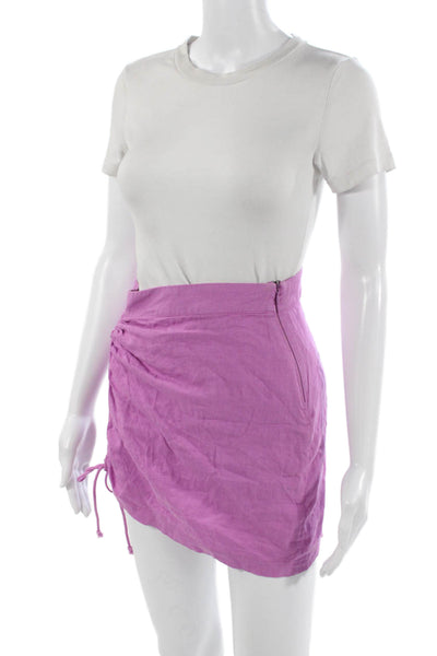 Free People Womens Mini Wrap Skirt Purple Linen Viscose Size 0
