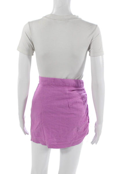 Free People Womens Mini Wrap Skirt Purple Linen Viscose Size 0