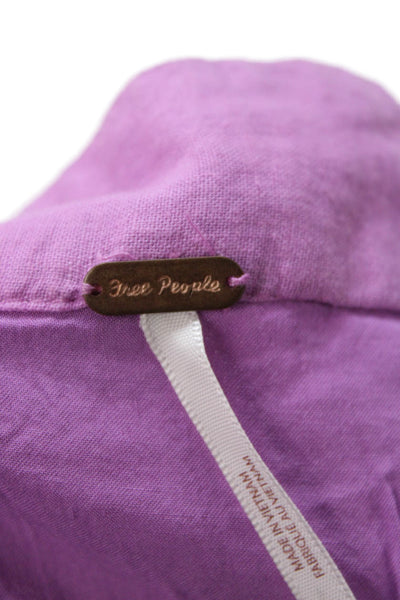 Free People Womens Mini Wrap Skirt Purple Linen Viscose Size 0