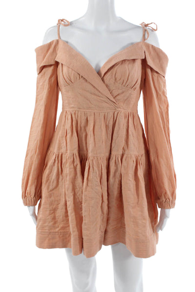 Jonathan Simkhai Women Fit & Flare Mini Dress Tan Long Sleeve Size S