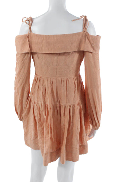 Jonathan Simkhai Women Fit & Flare Mini Dress Tan Long Sleeve Size S
